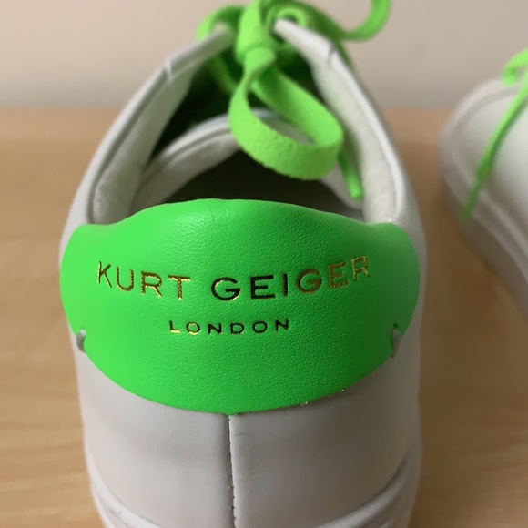 Kurt Geiger Shoes Kurt Keiger White Wgreen Accent Leather Low Top Sneakers New Poshmark